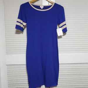{LuLaRoe} Julia Dress Medium Solid Varsity Stripe